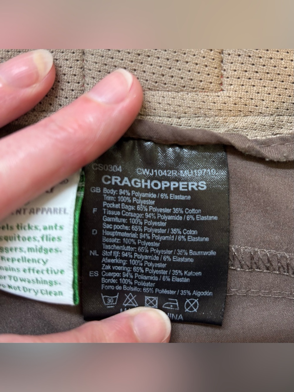 Like New Craghoppers Women's Nosilife Insect Shield Trousers, Sz 16, Brown Pants - Picture 16 of 16